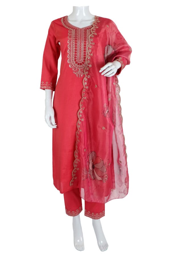 Shimmer Silk 3 Pcs Straight Kurti