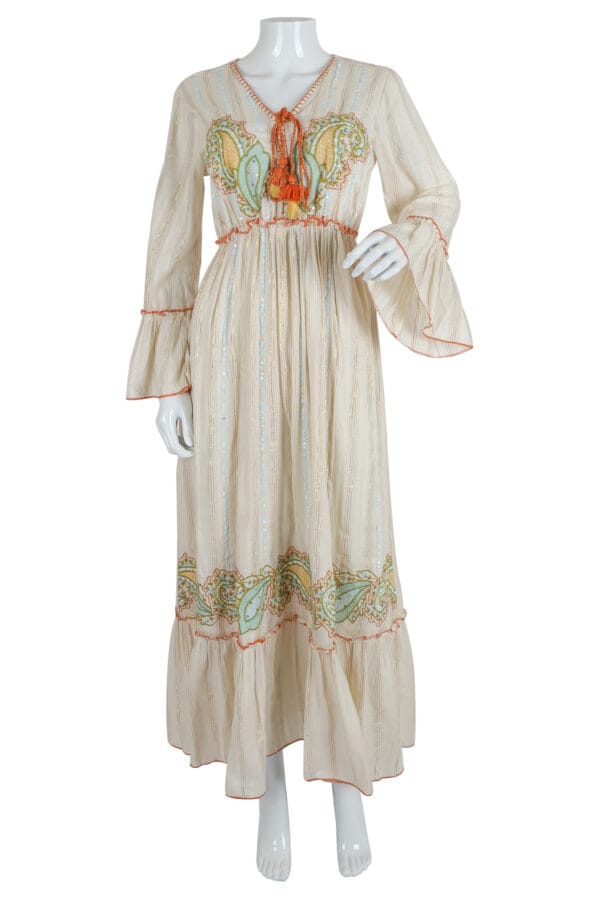 Cream Bohemian Embroidered Dress