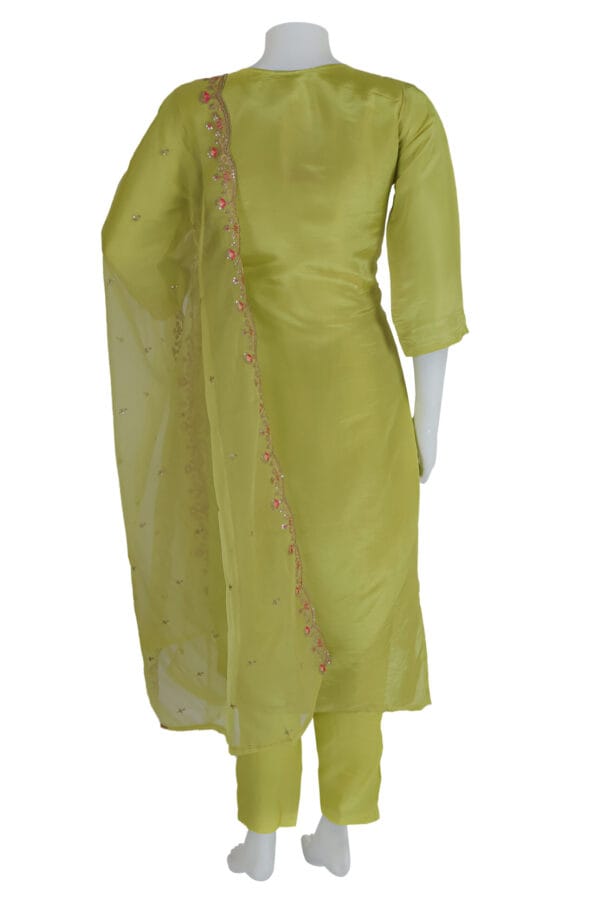 Lemon Shimmer Silk 3 Pcs Straight Kurti