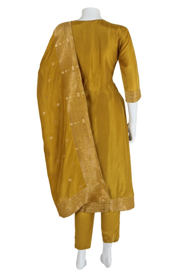 Mustard Dhola Silk 3 Pcs Straight Kurti