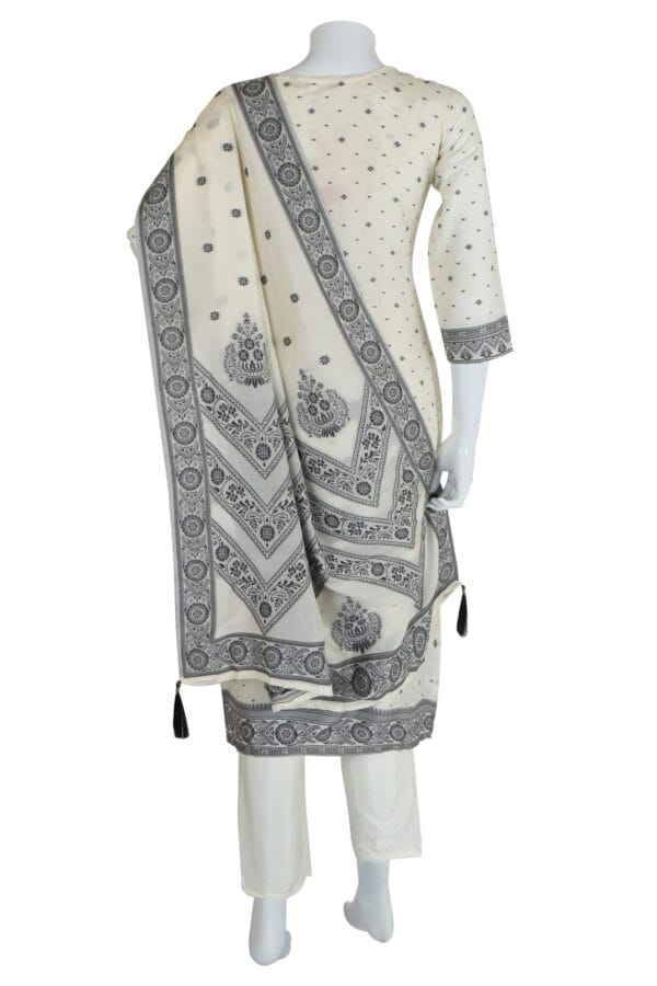 Cream Dhola Silk 3 Pcs Straight Kurti