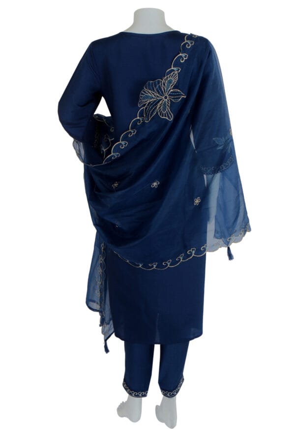 Blue Roman Silk 3 Pcs Straight Kurti