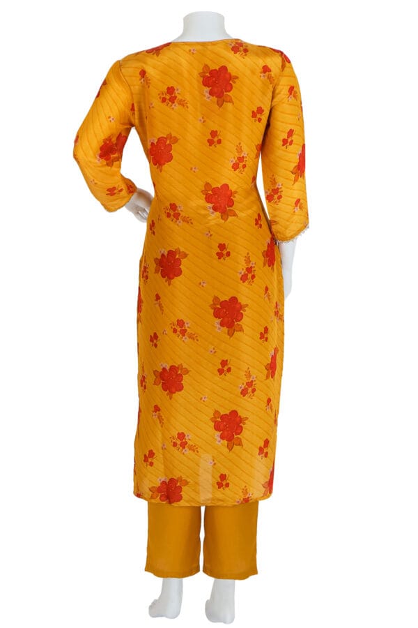 Mustard Yellow Shimmer Silk 3 Pcs Straight Kurti