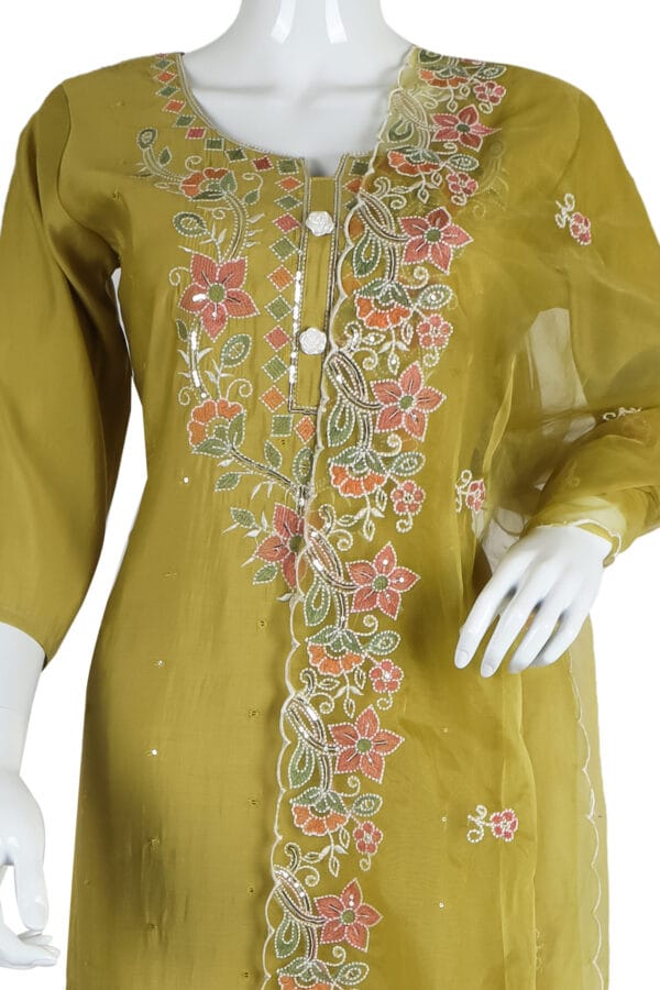 Lemon Roman Silk 3 Pcs Straight Kurti