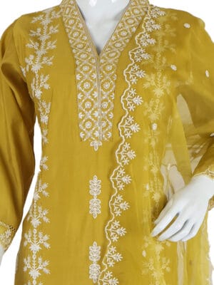 Haldi Roman Silk 3 Pcs Straight Kurti