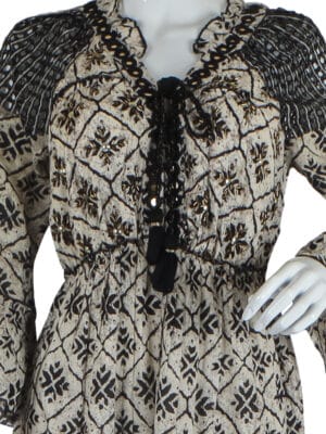 Bohemian Black and Beige Patterned Dress