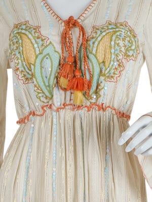 Cream Bohemian Embroidered Dress