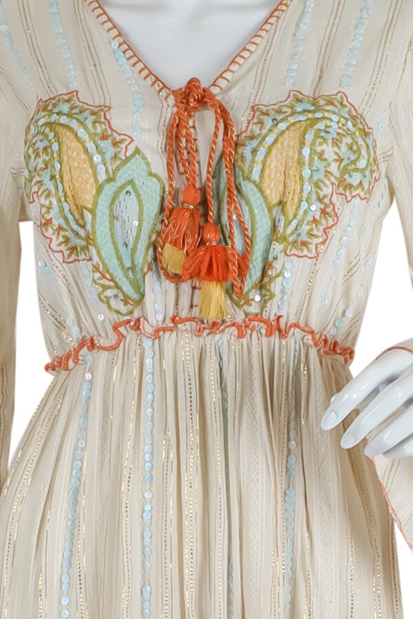 Cream Bohemian Embroidered Dress