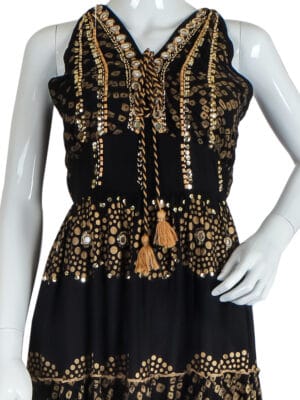 Stunning Black Gown with Gold Highlights