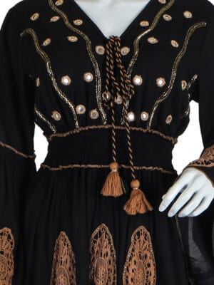 Chic Black Dress with Rich Brown Accents