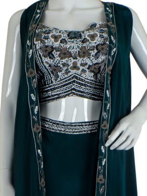 Pine Green Pure Crape 3-Piece Set