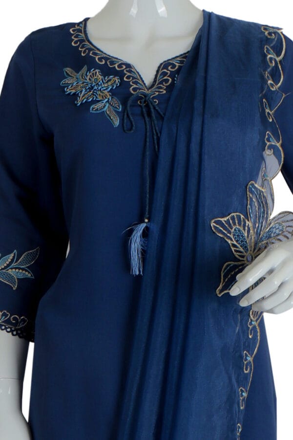 Blue Roman Silk 3 Pcs Straight Kurti