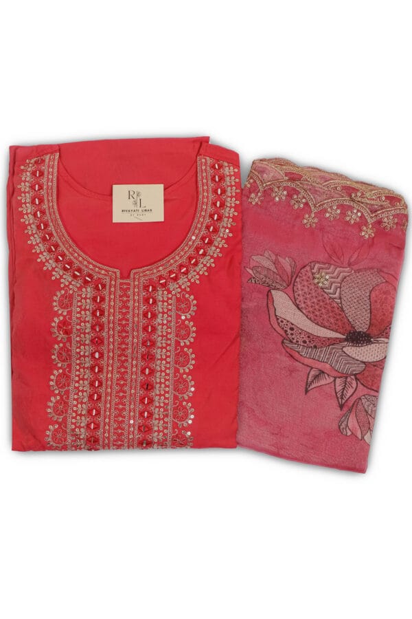 Shimmer Silk 3 Pcs Straight Kurti