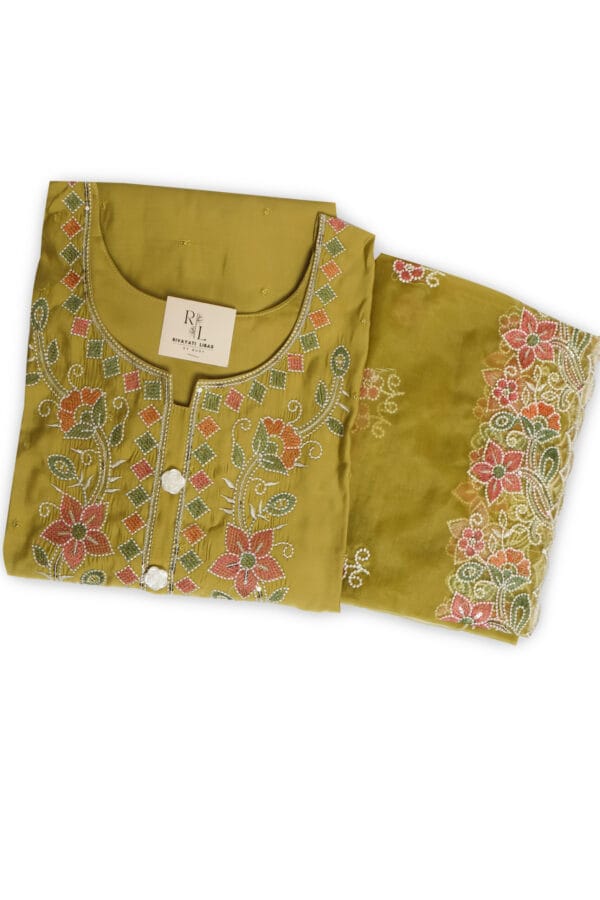 Lemon Roman Silk 3 Pcs Straight Kurti