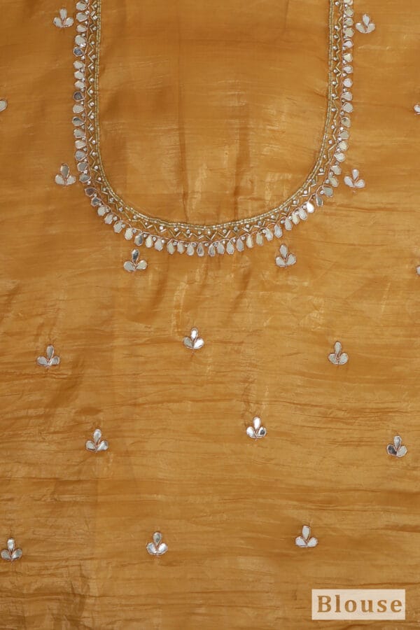 Golden Silk Saree with Silver Embroidery