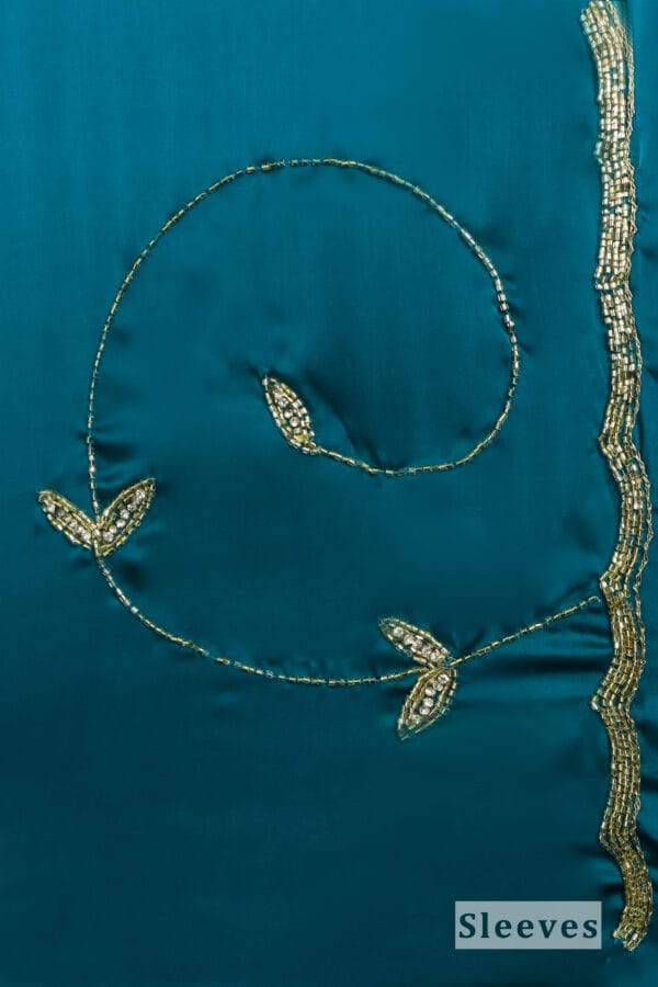 Teal Silk Saree with Silver Detailing