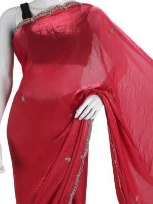 Rich Red Silk Saree with Silver Accents
