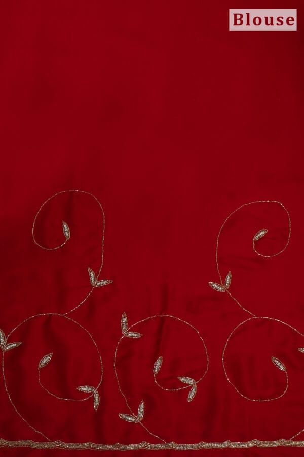 Red Silk Saree with Silver Embroidery