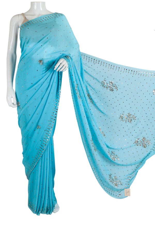 Light Blue Embellished Saree