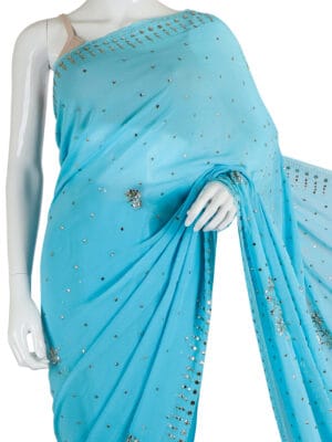 Light Blue Embellished Saree