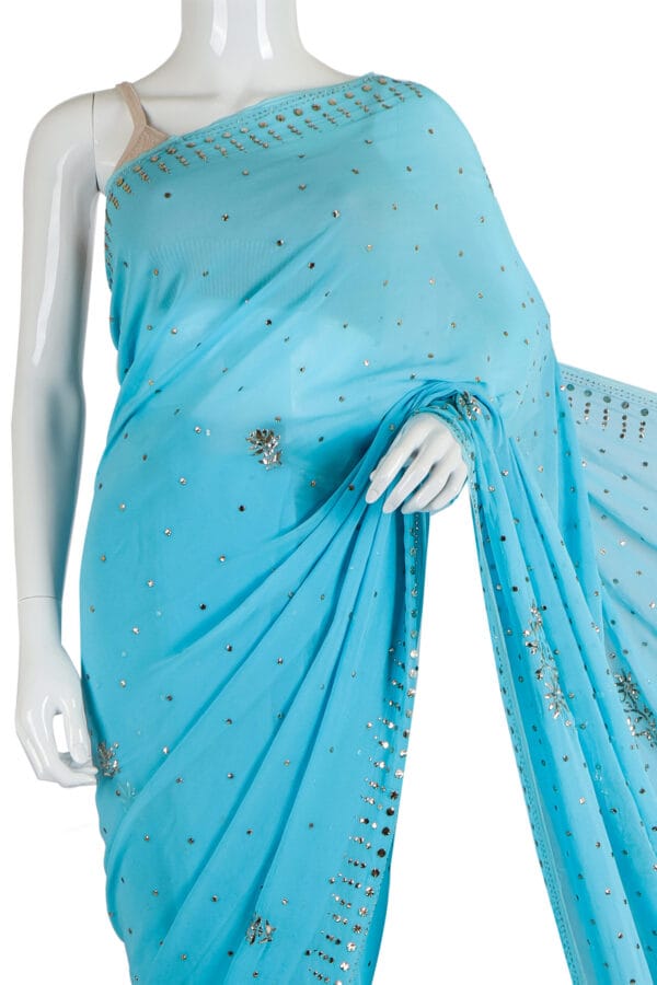 Light Blue Embellished Saree